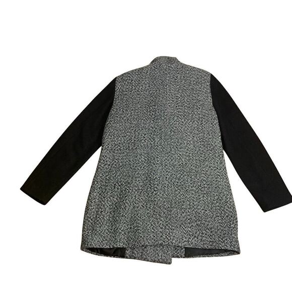 MNG (Mango) Black Colorblock Tweed Funnel Neck Peacoat - Size S - Picture 4 of 11